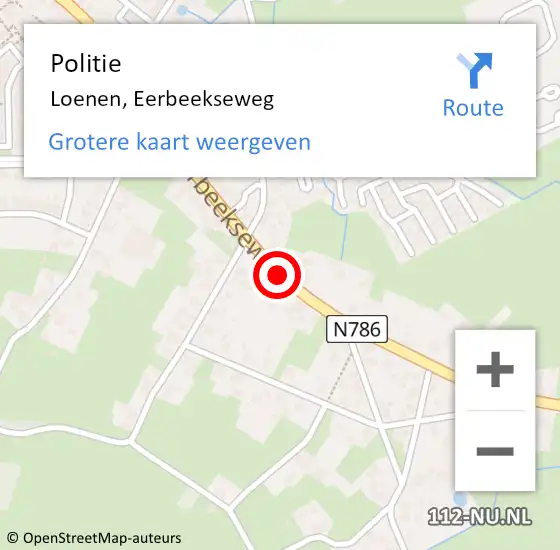 Locatie op kaart van de 112 melding: Politie Loenen, Eerbeekseweg op 10 juli 2019 17:28