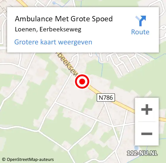 Locatie op kaart van de 112 melding: Ambulance Met Grote Spoed Naar Loenen, Eerbeekseweg op 10 juli 2019 17:30