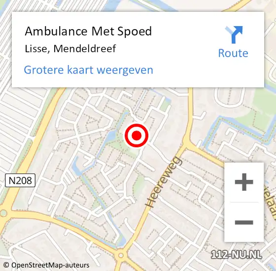 Locatie op kaart van de 112 melding: Ambulance Met Spoed Naar Lisse, Mendeldreef op 10 juli 2019 18:13