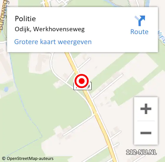Locatie op kaart van de 112 melding: Politie Odijk, Werkhovenseweg op 10 juli 2019 18:19