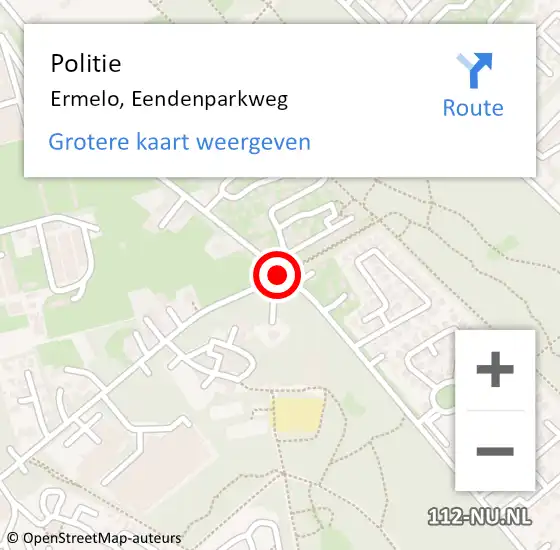 Locatie op kaart van de 112 melding: Politie Ermelo, Eendenparkweg op 10 juli 2019 19:34