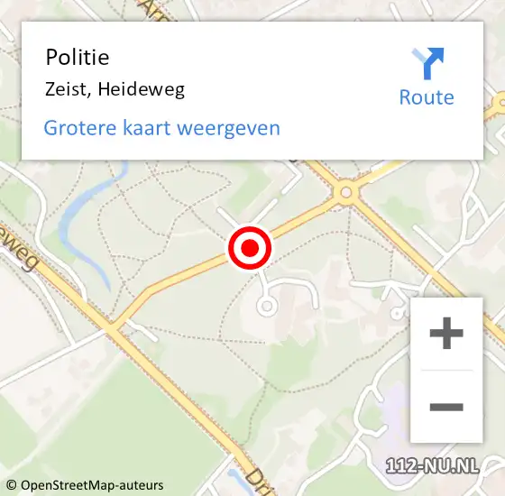 Locatie op kaart van de 112 melding: Politie Zeist, Heideweg op 10 juli 2019 19:52