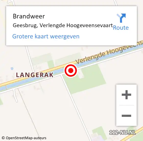 Locatie op kaart van de 112 melding: Brandweer Geesbrug, Verlengde Hoogeveensevaart op 7 april 2014 09:46