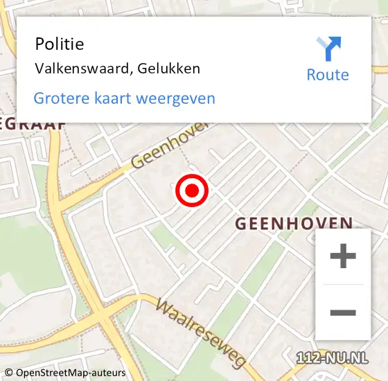 Locatie op kaart van de 112 melding: Politie Valkenswaard, Gelukken op 10 juli 2019 20:56