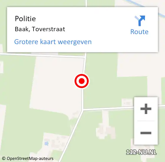 Locatie op kaart van de 112 melding: Politie Baak, Toverstraat op 10 juli 2019 21:18