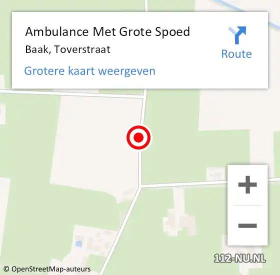 Locatie op kaart van de 112 melding: Ambulance Met Grote Spoed Naar Baak, Toverstraat op 10 juli 2019 21:23