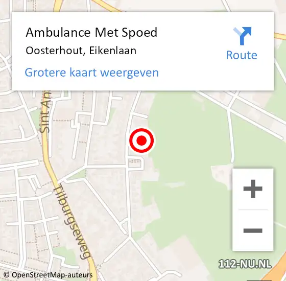 Locatie op kaart van de 112 melding: Ambulance Met Spoed Naar Oosterhout, Eikenlaan op 10 juli 2019 22:30