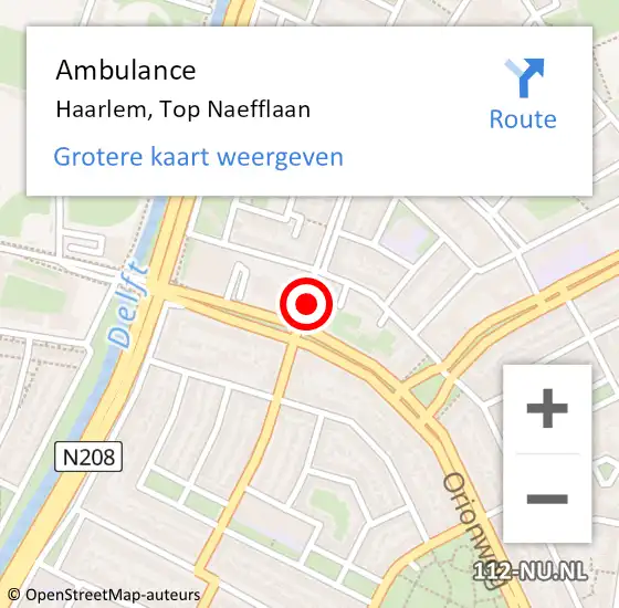 Locatie op kaart van de 112 melding: Ambulance Haarlem, Top Naefflaan op 10 juli 2019 23:02