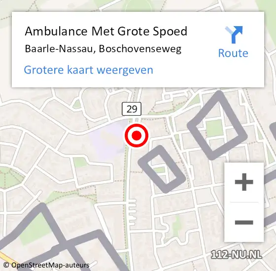 Locatie op kaart van de 112 melding: Ambulance Met Grote Spoed Naar Baarle-Nassau, Boschovenseweg op 10 juli 2019 23:14