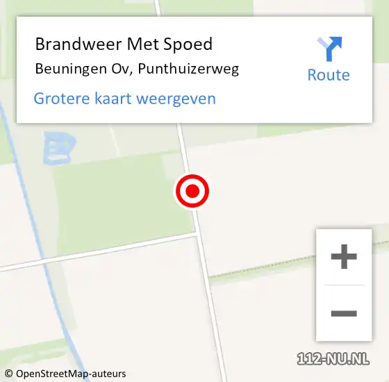 Locatie op kaart van de 112 melding: Brandweer Met Spoed Naar Beuningen Ov, Punthuizerweg op 10 juli 2019 23:34