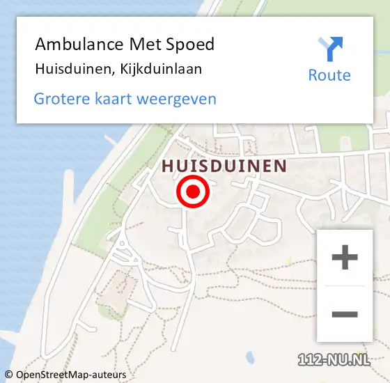 Locatie op kaart van de 112 melding: Ambulance Met Spoed Naar Huisduinen, Kijkduinlaan op 11 juli 2019 07:36