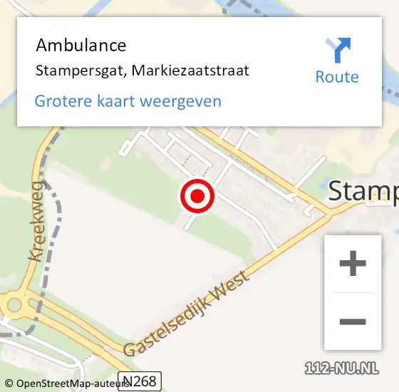 Locatie op kaart van de 112 melding: Ambulance Stampersgat, Markiezaatstraat op 7 april 2014 10:11