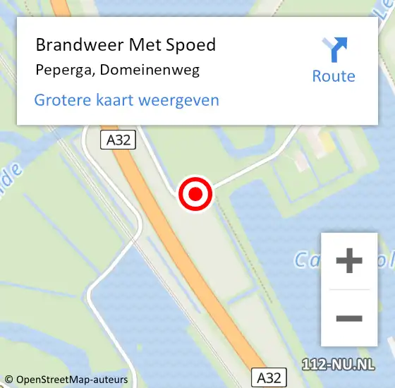 Locatie op kaart van de 112 melding: Brandweer Met Spoed Naar Peperga, Domeinenweg op 11 juli 2019 09:14