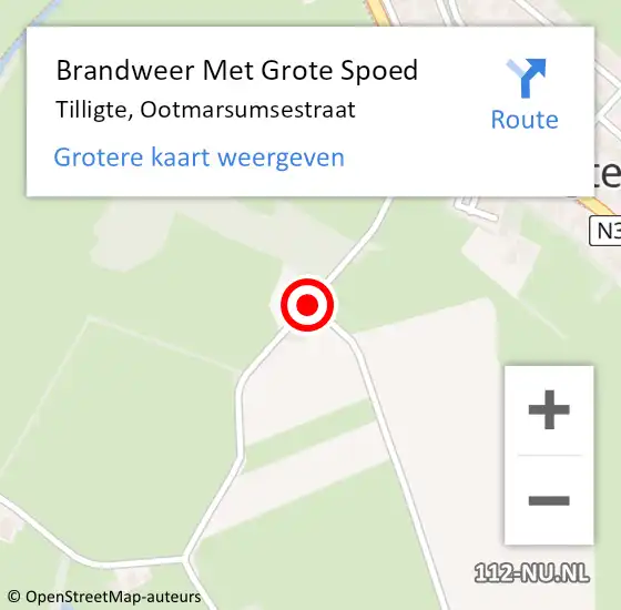 Locatie op kaart van de 112 melding: Brandweer Met Grote Spoed Naar Tilligte, Ootmarsumsestraat op 11 juli 2019 09:44