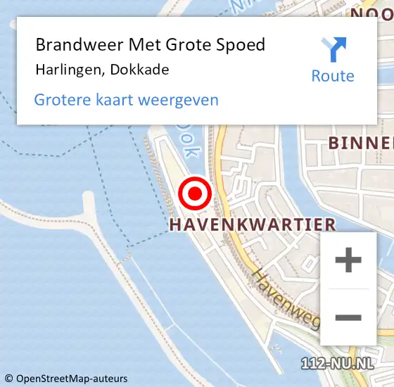 Locatie op kaart van de 112 melding: Brandweer Met Grote Spoed Naar Harlingen, Dokkade op 11 juli 2019 09:47