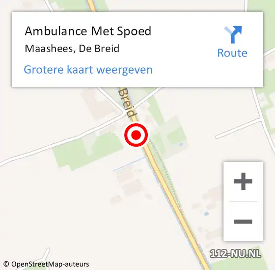 Locatie op kaart van de 112 melding: Ambulance Met Spoed Naar Maashees, De Breid op 11 juli 2019 10:36