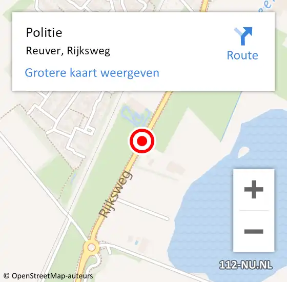 Locatie op kaart van de 112 melding: Politie Reuver, Rijksweg op 11 juli 2019 10:36