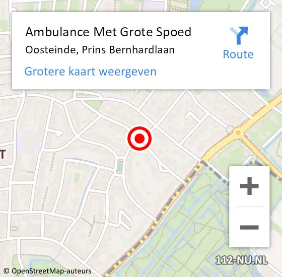 Locatie op kaart van de 112 melding: Ambulance Met Grote Spoed Naar Oosteinde, Prins Bernhardlaan op 11 juli 2019 10:38