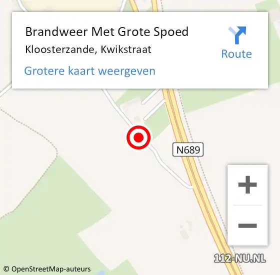 Locatie op kaart van de 112 melding: Brandweer Met Grote Spoed Naar Kloosterzande, Kwikstraat op 11 juli 2019 11:10