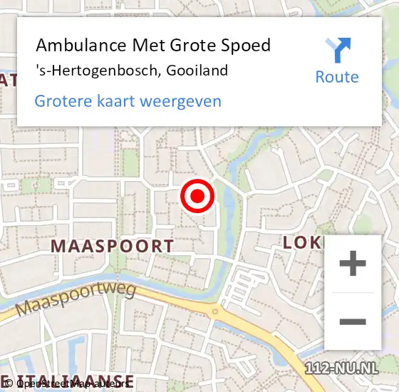 Locatie op kaart van de 112 melding: Ambulance Met Grote Spoed Naar 's-Hertogenbosch, Gooiland op 7 april 2014 10:25