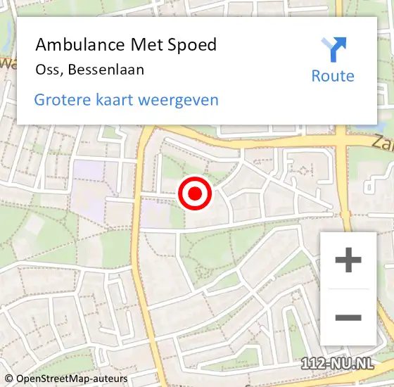 Locatie op kaart van de 112 melding: Ambulance Met Spoed Naar Oss, Bessenlaan op 11 juli 2019 11:58