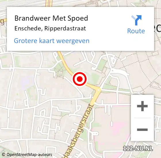 Locatie op kaart van de 112 melding: Brandweer Met Spoed Naar Enschede, Ripperdastraat op 11 juli 2019 12:05