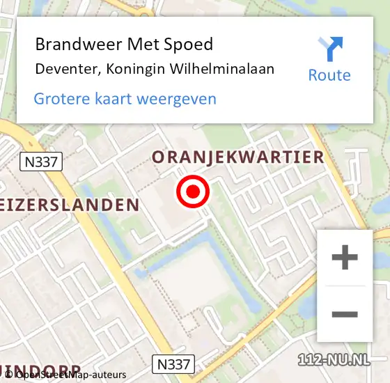 Locatie op kaart van de 112 melding: Brandweer Met Spoed Naar Deventer, Koningin Wilhelminalaan op 11 juli 2019 12:19