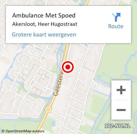 Locatie op kaart van de 112 melding: Ambulance Met Spoed Naar Akersloot, Heer Hugostraat op 11 juli 2019 12:27