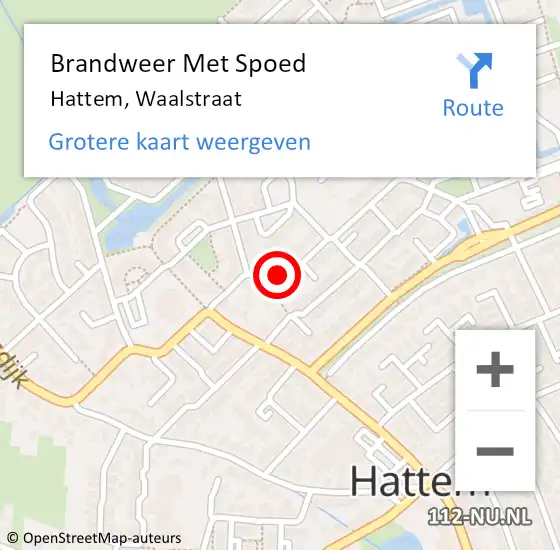 Locatie op kaart van de 112 melding: Brandweer Met Spoed Naar Hattem, Waalstraat op 11 juli 2019 12:32