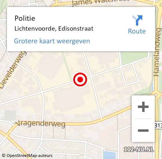 Locatie op kaart van de 112 melding: Politie Lichtenvoorde, Edisonstraat op 11 juli 2019 13:00