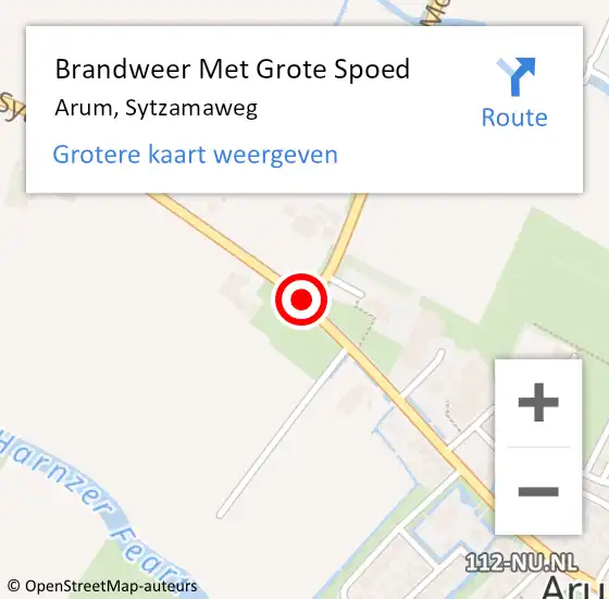 Locatie op kaart van de 112 melding: Brandweer Met Grote Spoed Naar Arum, Sytzamaweg op 11 juli 2019 13:06