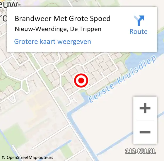 Locatie op kaart van de 112 melding: Brandweer Met Grote Spoed Naar Nieuw-Weerdinge, De Trippen op 11 juli 2019 13:15