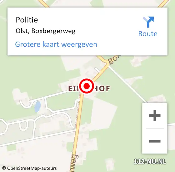 Locatie op kaart van de 112 melding: Politie Olst, Boxbergerweg op 11 juli 2019 13:36