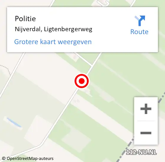 Locatie op kaart van de 112 melding: Politie Nijverdal, Ligtenbergerweg op 11 juli 2019 13:37