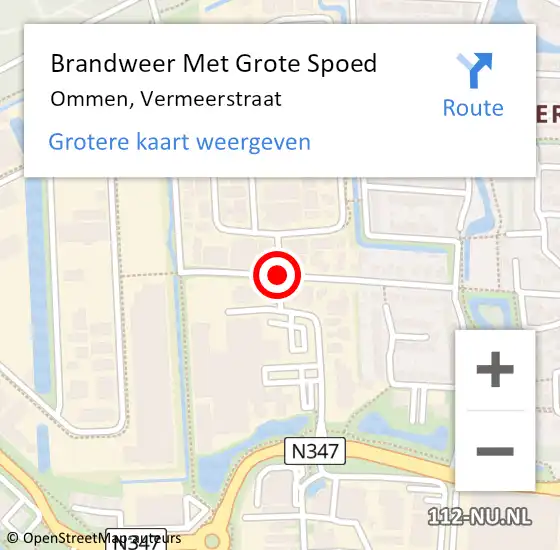 Locatie op kaart van de 112 melding: Brandweer Met Grote Spoed Naar Ommen, Vermeerstraat op 11 juli 2019 14:12