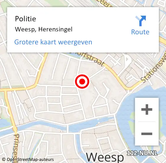 Locatie op kaart van de 112 melding: Politie Weesp, Herensingel op 11 juli 2019 14:46