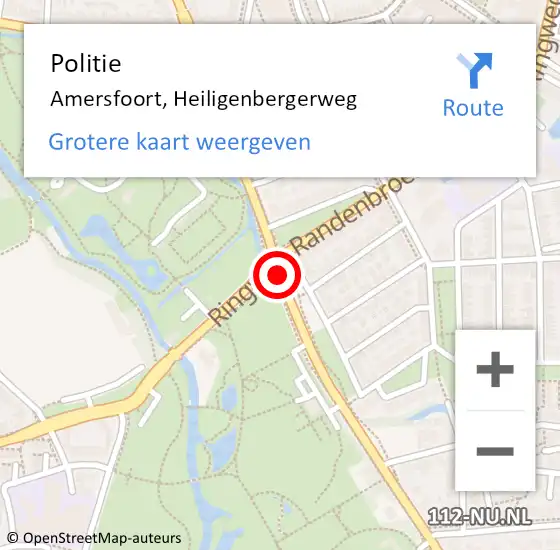 Locatie op kaart van de 112 melding: Politie Amersfoort, Heiligenbergerweg op 11 juli 2019 14:58