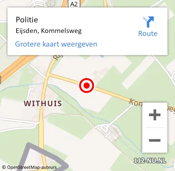 Locatie op kaart van de 112 melding: Politie Eijsden, Kommelsweg op 11 juli 2019 14:59