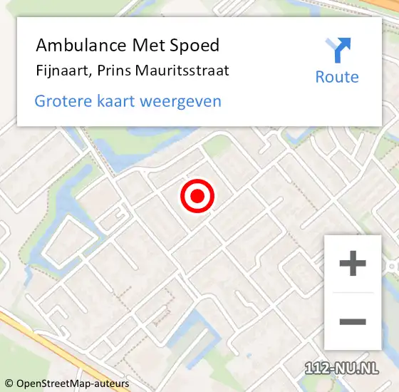 Locatie op kaart van de 112 melding: Ambulance Met Spoed Naar Fijnaart, Prins Mauritsstraat op 11 juli 2019 15:32