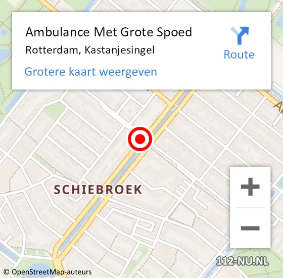 Locatie op kaart van de 112 melding: Ambulance Met Grote Spoed Naar Rotterdam, Kastanjesingel op 11 juli 2019 15:41