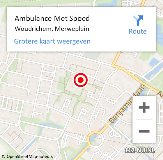 Locatie op kaart van de 112 melding: Ambulance Met Spoed Naar Woudrichem, Merweplein op 7 april 2014 10:56