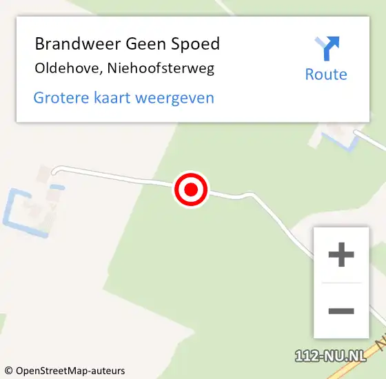 Locatie op kaart van de 112 melding: Brandweer Geen Spoed Naar Oldehove, Niehoofsterweg op 11 juli 2019 17:48