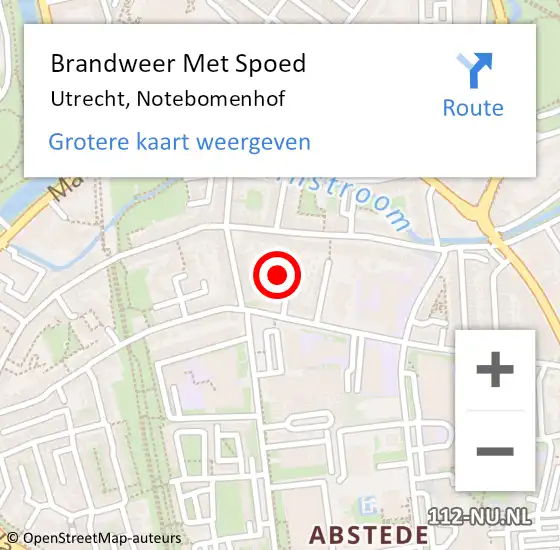 Locatie op kaart van de 112 melding: Brandweer Met Spoed Naar Utrecht, Notebomenhof op 11 juli 2019 19:09