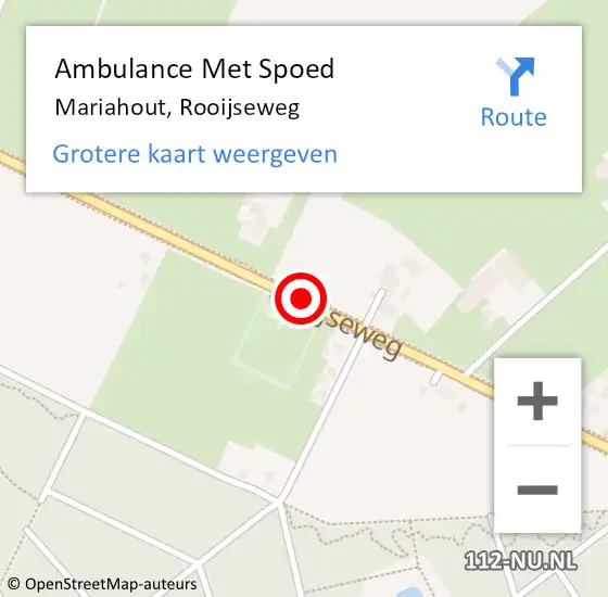 Locatie op kaart van de 112 melding: Ambulance Met Spoed Naar Mariahout, Rooijseweg op 11 juli 2019 19:11