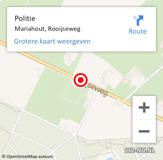 Locatie op kaart van de 112 melding: Politie Mariahout, Rooijseweg op 11 juli 2019 19:30