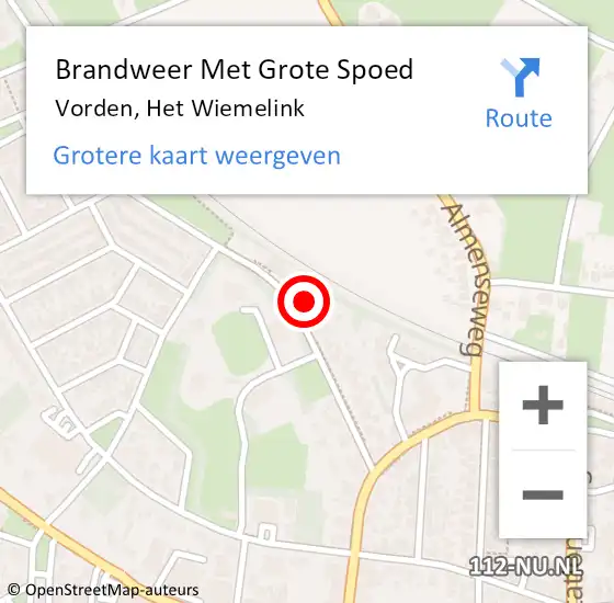 Locatie op kaart van de 112 melding: Brandweer Met Grote Spoed Naar Vorden, Het Wiemelink op 27 september 2013 21:27