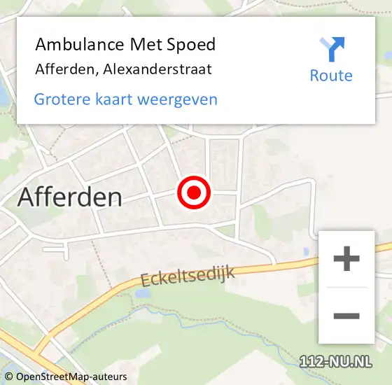 Locatie op kaart van de 112 melding: Ambulance Met Spoed Naar Afferden, Alexanderstraat op 12 juli 2019 00:30