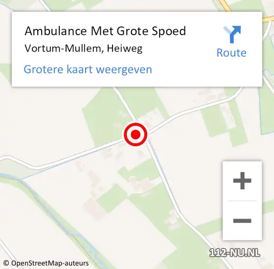 Locatie op kaart van de 112 melding: Ambulance Met Grote Spoed Naar Vortum-Mullem, Heiweg op 12 juli 2019 04:44