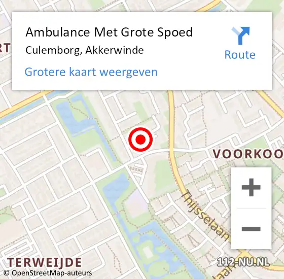 Locatie op kaart van de 112 melding: Ambulance Met Grote Spoed Naar Culemborg, Akkerwinde op 12 juli 2019 07:51