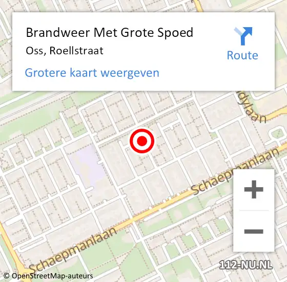 Locatie op kaart van de 112 melding: Brandweer Met Grote Spoed Naar Oss, Roellstraat op 12 juli 2019 08:23